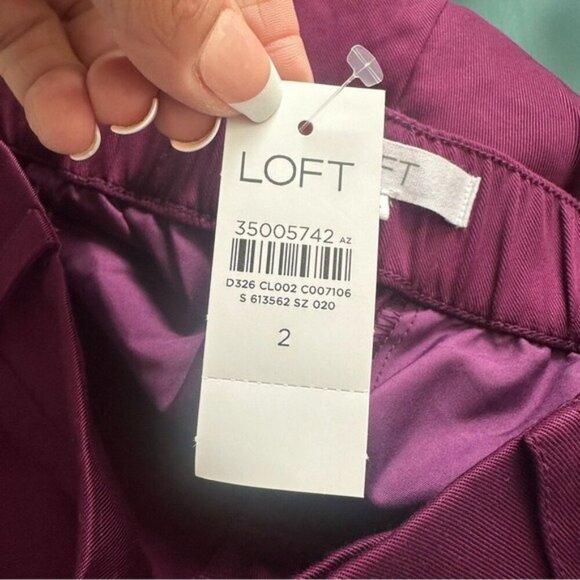 Loft Burgundy Straight Leg Trousers Size 2 Chic Workwear, Preppy Style NWT - Picture 8 of 8